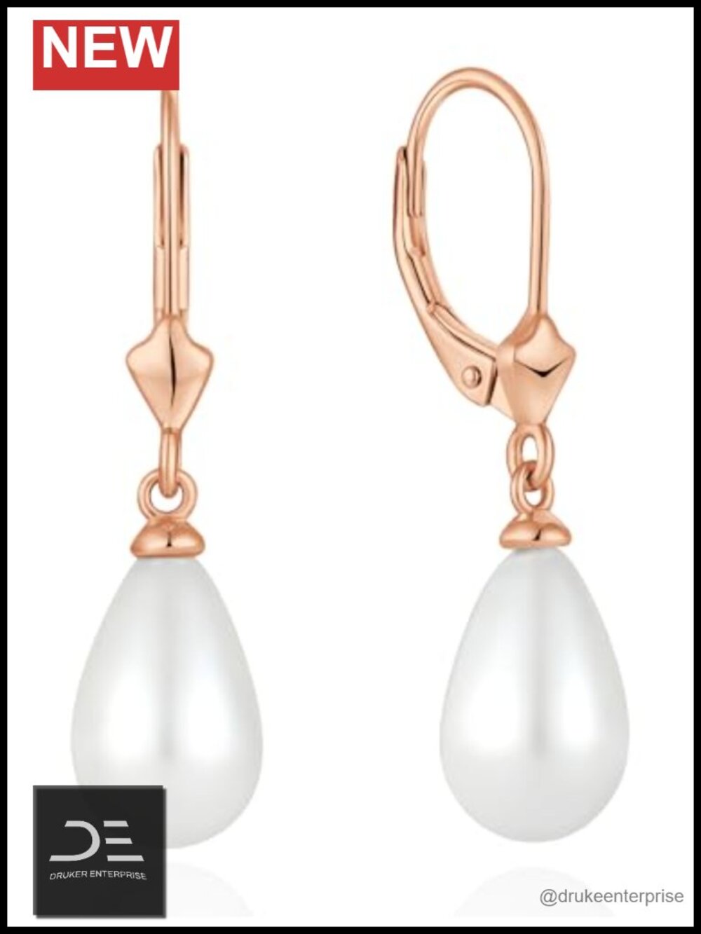Genuine Pearl Dangle Earrings 925 Sterling Silver Leverback Drop Jewelry Gift